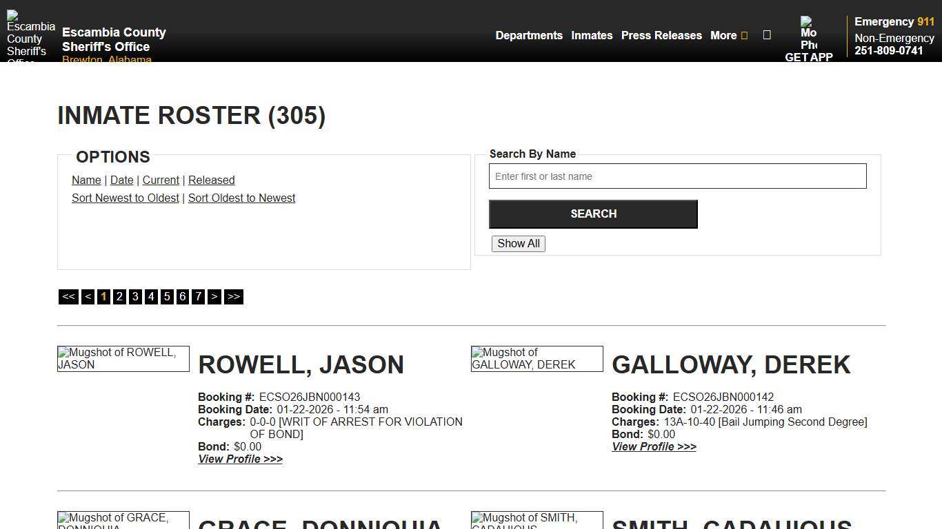 Inmate Roster - Current Inmates Booking Date Descending - Escambia County Sheriff, AL