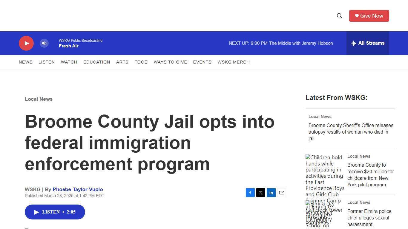 Broome County Jail opts into federal immigration enforcement program