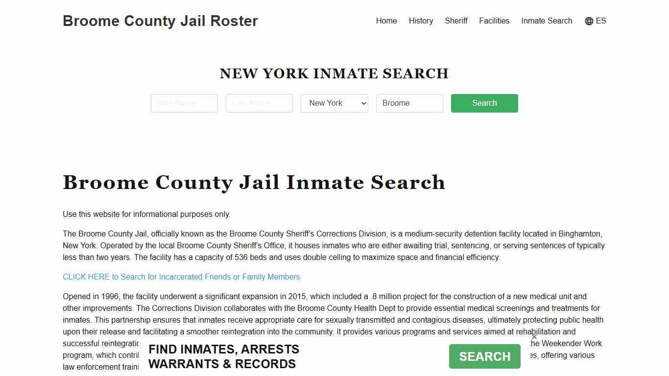 Broome County Jail Roster Lookup, NY, Inmate Search